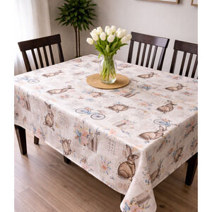 Mainstream Int'l Carrot Farm Bunny Trail Tablecloth Spring Dining 70"x52"
